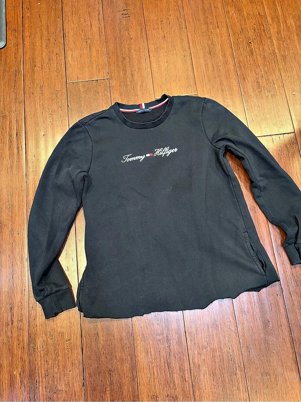 Tommy Hilfiger Black Long Sleeve Sweatshirt - self cropped